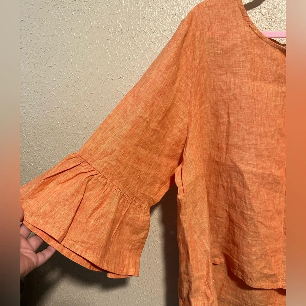 Bryn Walker Linen Top Bell Sleeves Size XXL‎